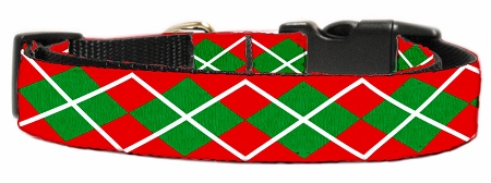 Christmas Argyle Nylon Ribbon Collar Medium